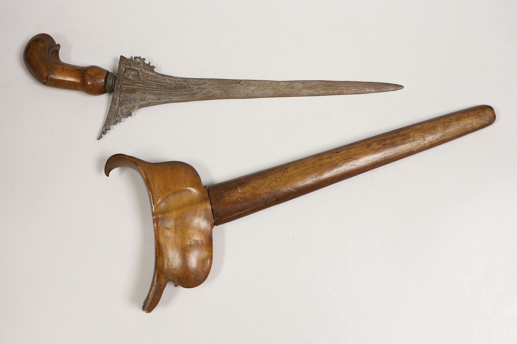 A 19th century Malayan dagger kris, 45.5cms long